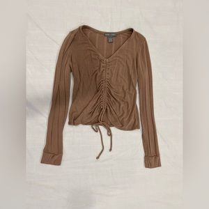 Lark + Grey taupe cinch blouse.
Stretchy L.